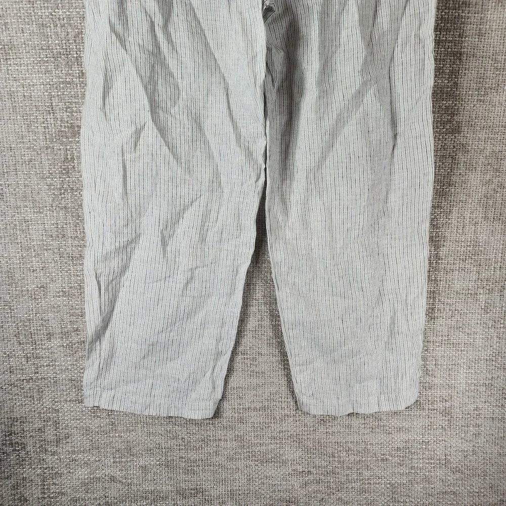 Eileen Fisher Linen Pants Womens *1X Black White Striped Wide Leg Cropped 36x27 - Picture 11 of 13